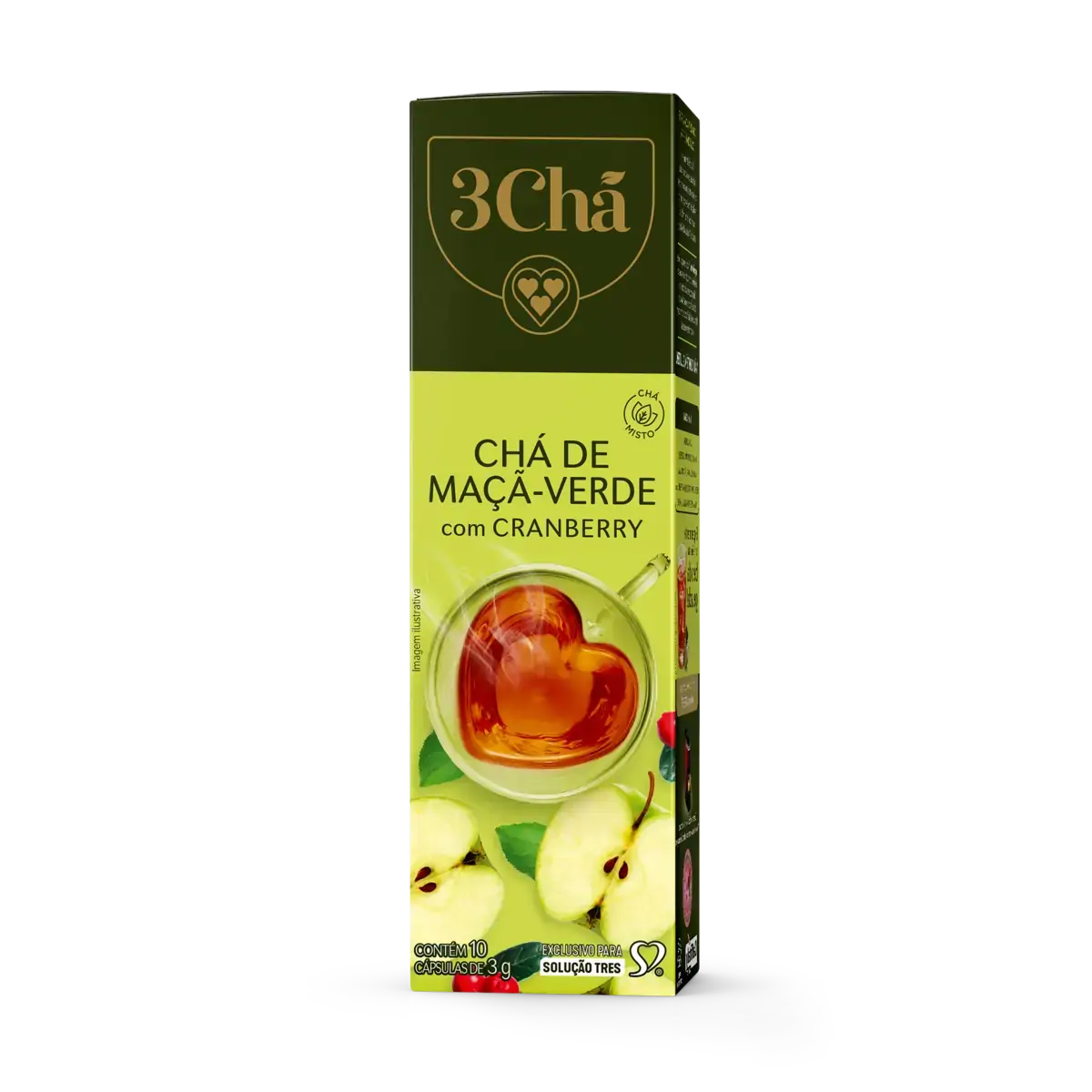 Chá Em Cápsula Maçã Verde Com Cranberry 3 Chá Caixa 30g 10 Unidades