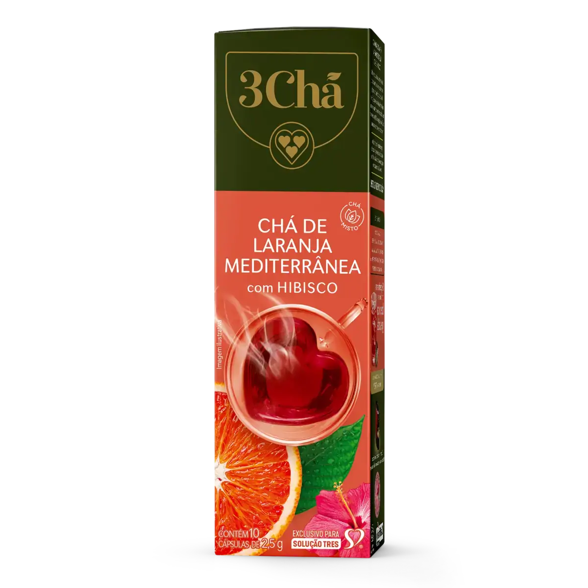 Chá Em Cápsula Laranja Mediterrânea Com Hibisco 3 Chá Caixa 25g 10 Unidades