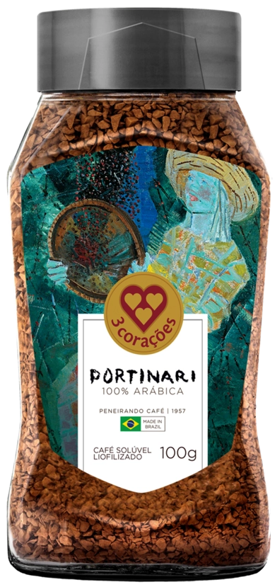 Café Solúvel Liofilizado Peneirando Café 1957 3 Corações Portinari Vidro 100g