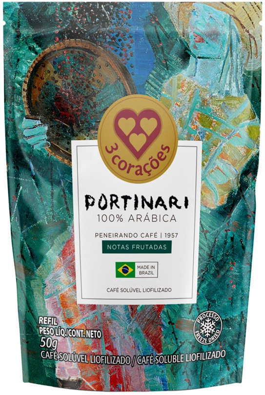 Café Solúvel Liofilizado Peneirando Café 1957 3 Corações Portinari Sachê 50g Refil
