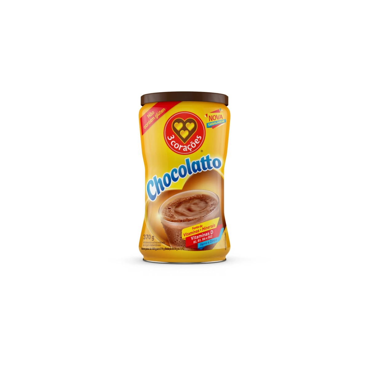 Achocolatado Pó 3 Corações Chocolatto Lata 370g