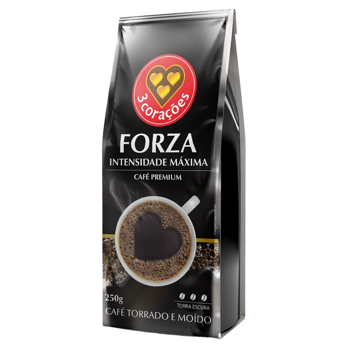 Café Torrado E Moído Forza Intensidade Máxima 3 Corações Premium Pacote 250g