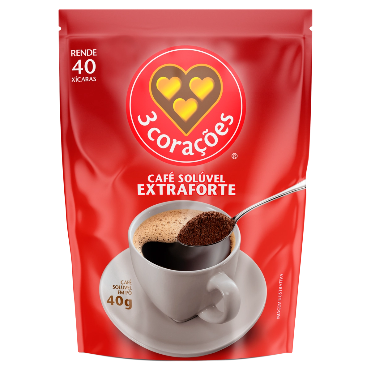 Café Solúvel Em Pó Extraforte 3 Corações Sachê 40g