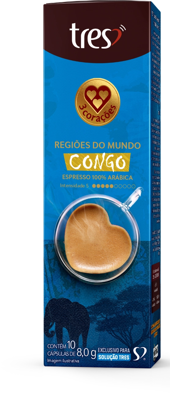 Café Em Cápsula Torrado E Moído Espresso 3 Corações Regiões Do Mundo Congo Caixa 80g 10 Unidades