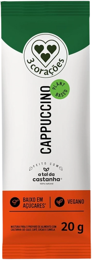 Bebida à Base De Castanha De Caju Cappuccino 3 Corações Pacote 20g