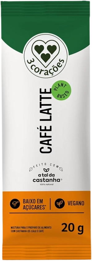 Bebida à Base De Castanha De Caju Café Latte 3 Corações Pacote 20g