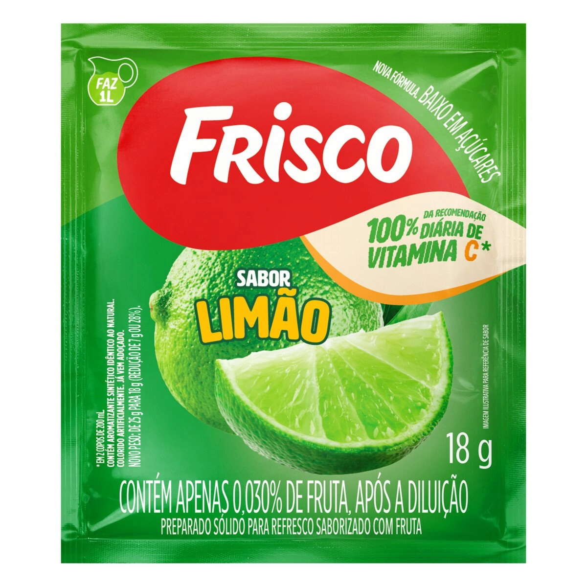 Refresco em Pó Limão Frisco Pacote 18g