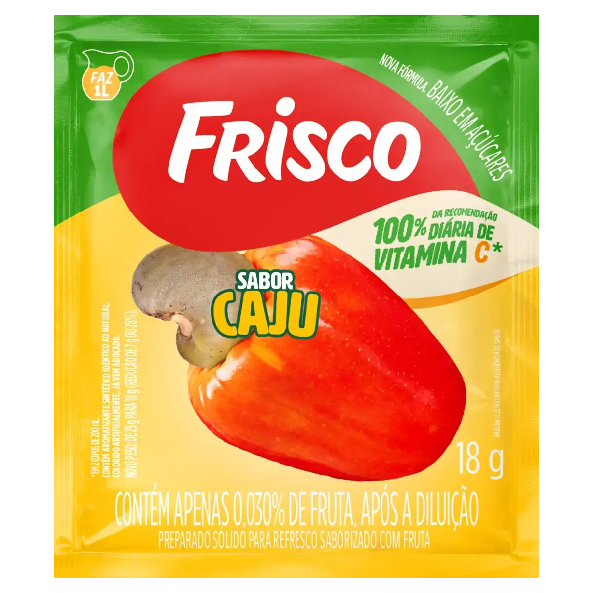 Refresco Em Pó Caju Frisco Pacote 18g