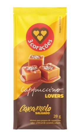 Cappuccino Solúvel Caramelo Salgado 3 Corações Lovers Sachê 20g