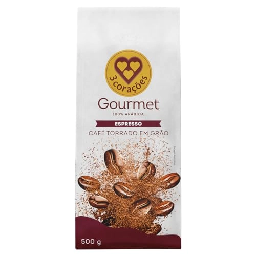 Café Torrado Em Grãos Espresso 3 Corações Gourmet Pacote 500g