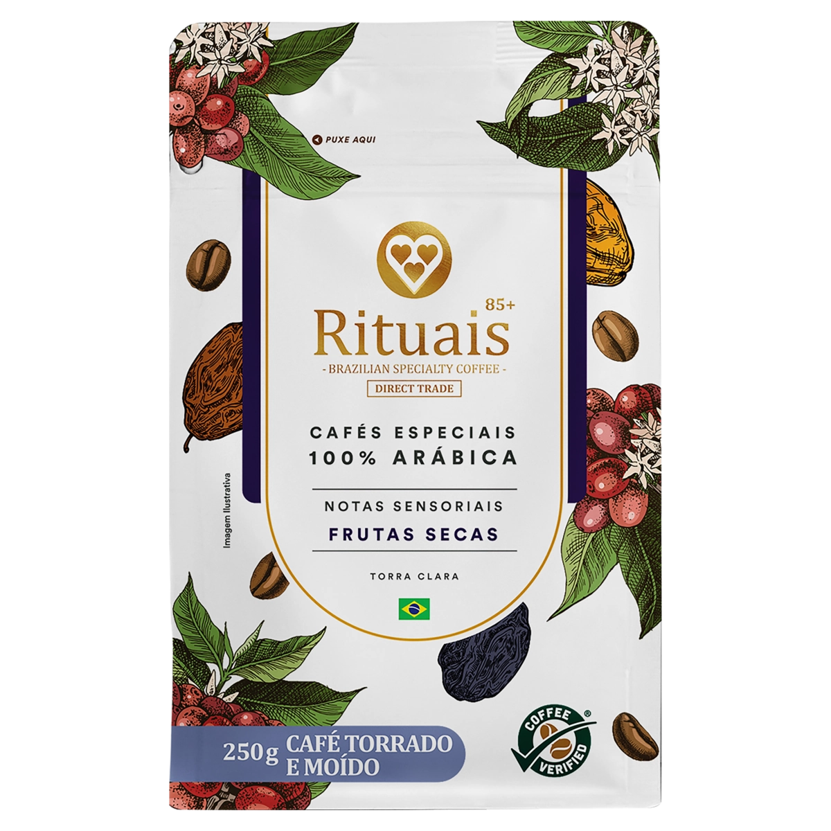 Café Torrado E Moído Frutas Secas 3 Corações Rituais 85 Pouch 250g