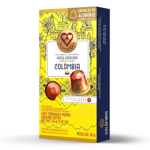 Café Em Cápsula Torrado E Moído Colômbia 3 Corações Cafés Especiais Caixa 56g 10 Unidades