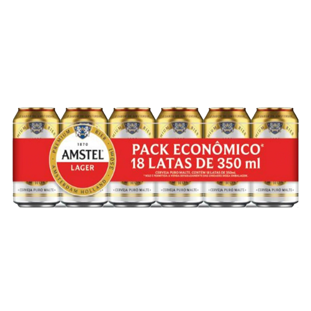 Pack Cerveja Lager Puro Malte Amstel Lata 18 Unidades 350ml Cada Embalagem Econômica