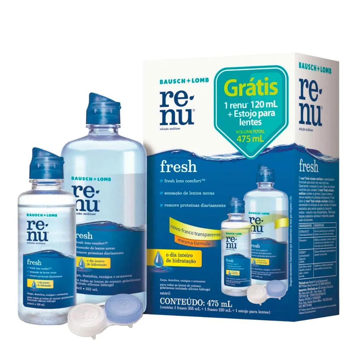Kit Renu Fresh com 1 Solução Oftálmica de 355ml + 1 Solução Oftálmica de 120ml + 1 Estojo para Lentes de Contato