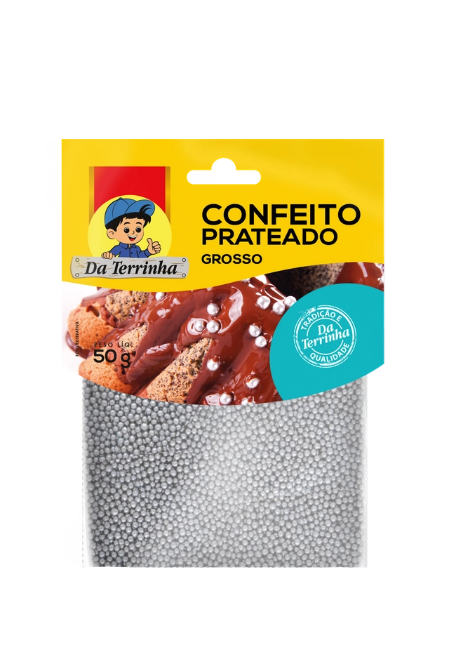 Confeito Da Terrinha Prateado Grosso 50g