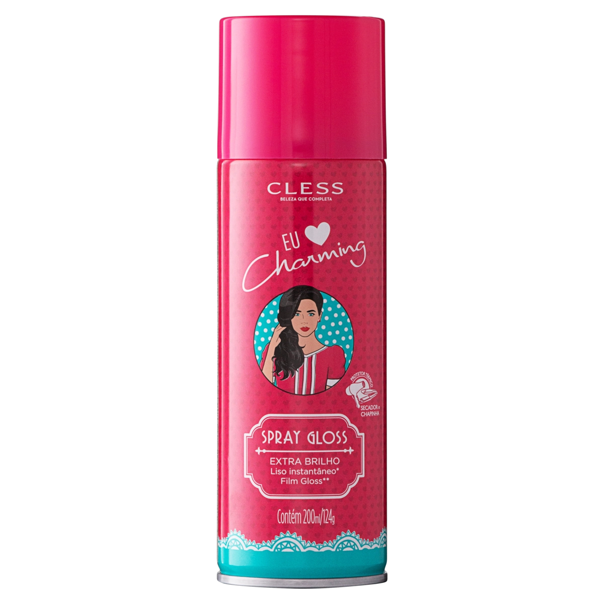 Spray Gloss Extra Brilho Cless Eu Amo Charming Frasco 200ml