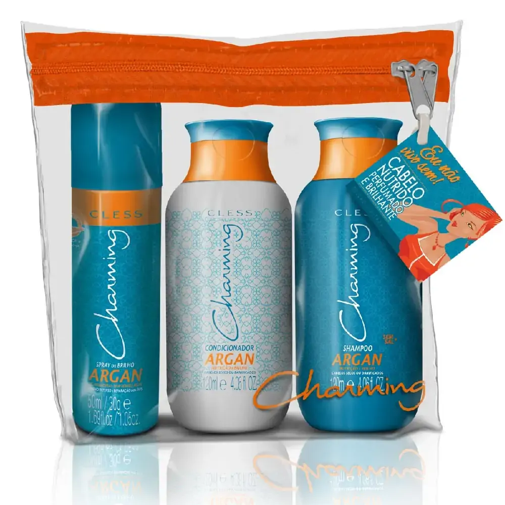 Kit Charming Argan Mini Shampoo Condicionador Spray Cab
