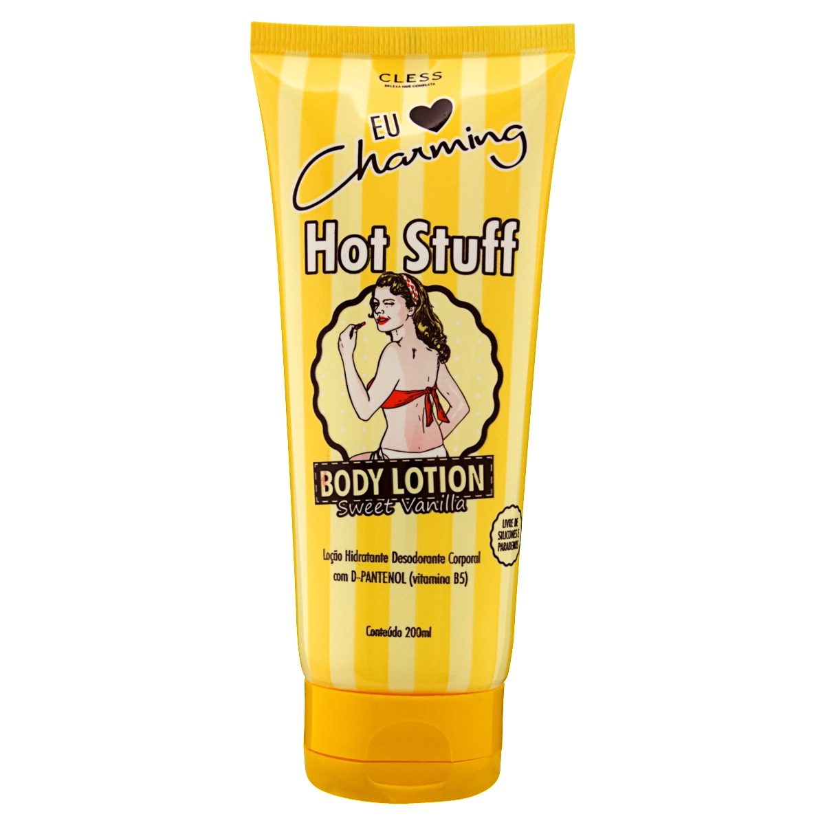 Loção Desodorante Hidratante Hot Stuff Corporal Sweet Vanilla Cless Eu Amo Charming Bisnaga 200ml