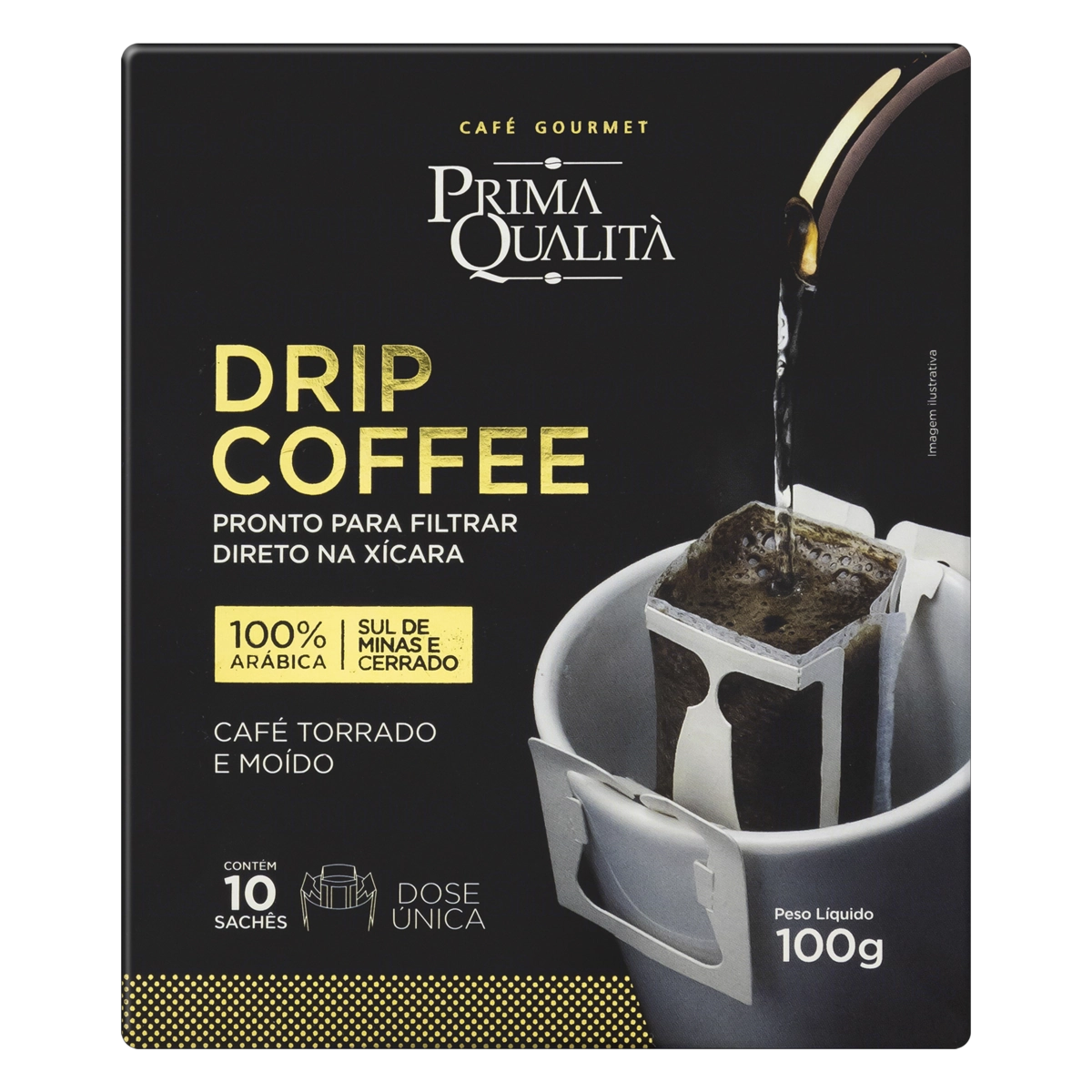 Café Em Sachê Torrado E Moído Drip Coffee Prima Qualità Gourmet Caixa 100g 10 Unidades