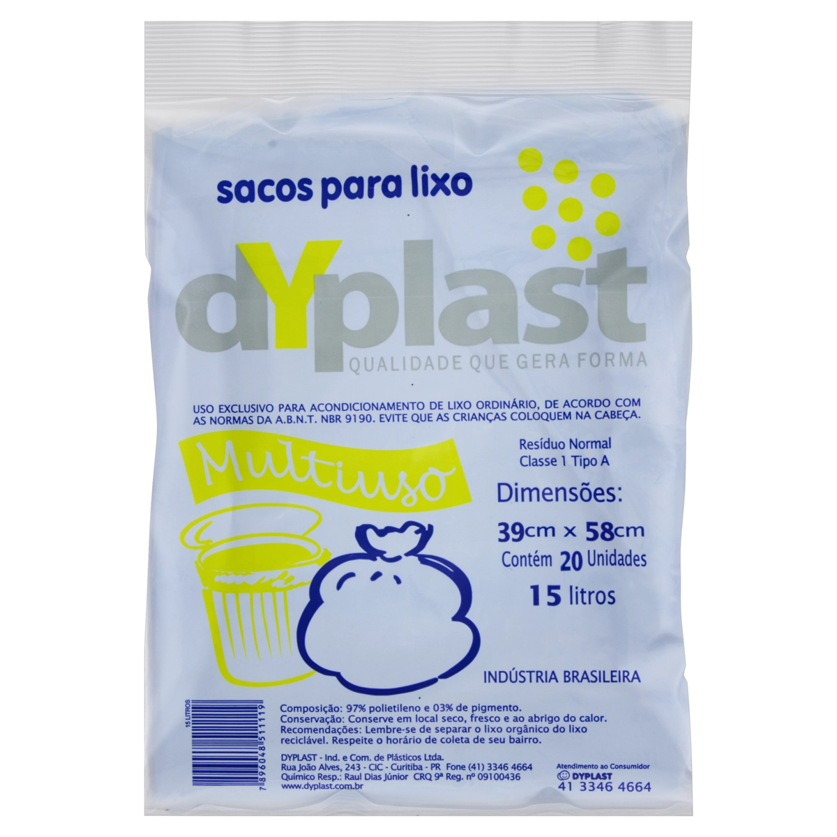 Saco Para Lixo 15l Dyplast 20 Unidades