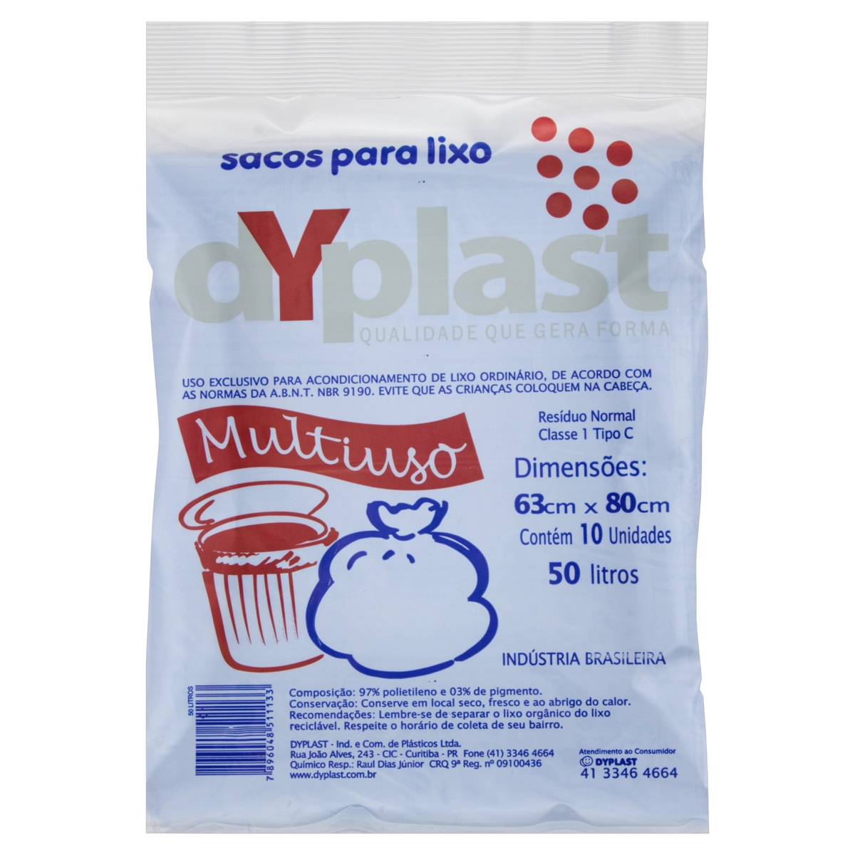 Saco Para Lixo 50l Dyplast 10 Unidades