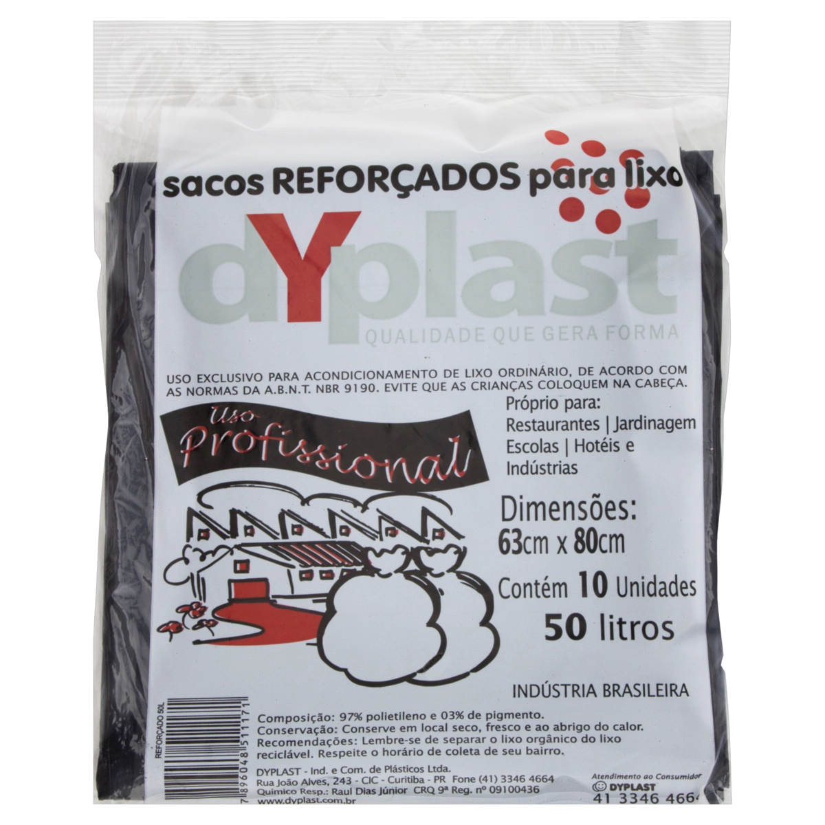 Saco Para Lixo Reforçado 50l Dyplast 10 Unidades