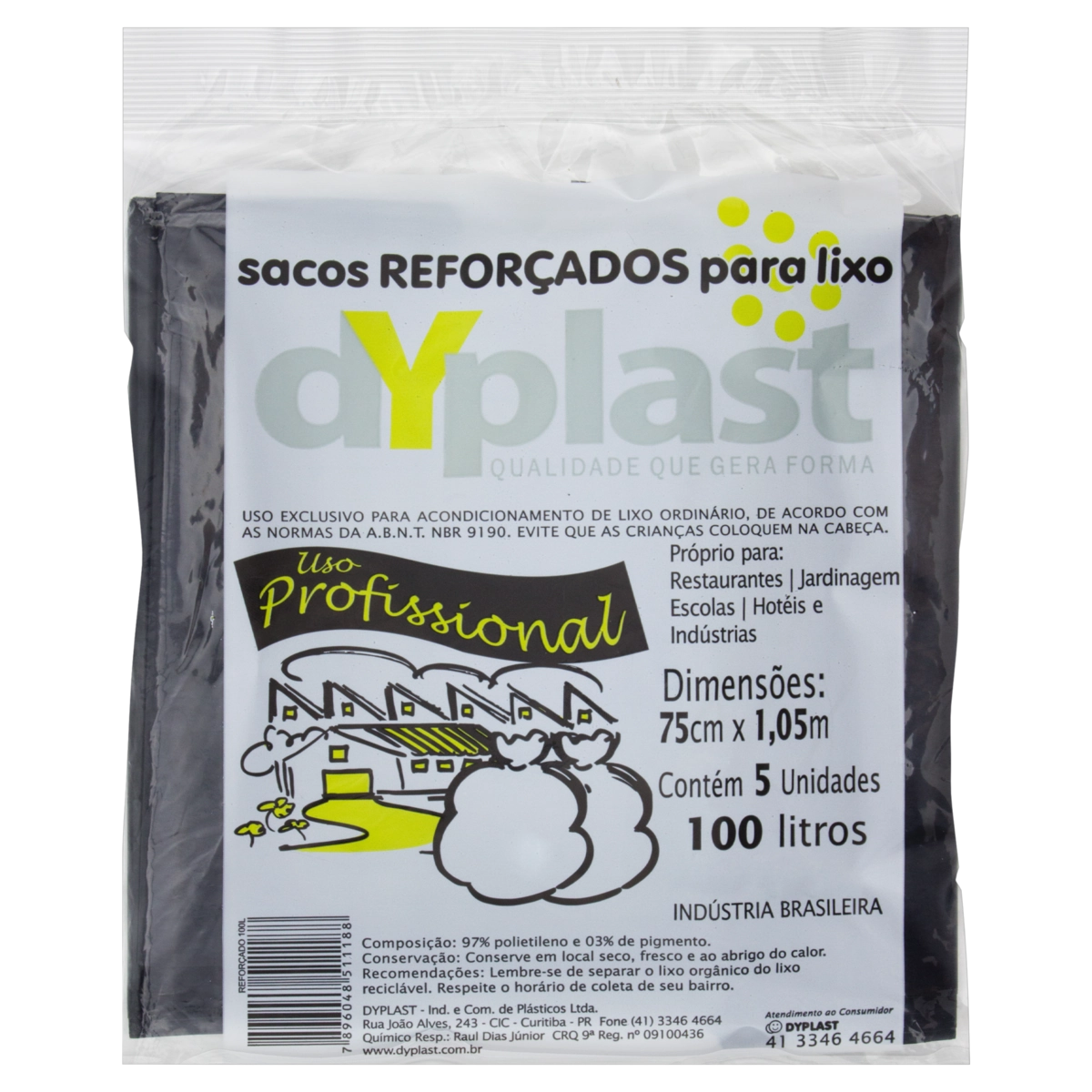 Saco Para Lixo Reforçado 100l Dyplast 5 Unidades