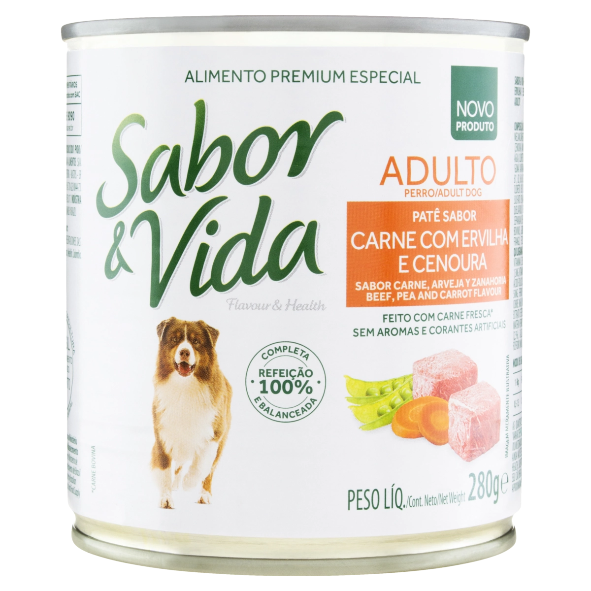 Patê Para Cães Adultos Carne Com Ervilha E Cenoura Sabor Vida Lata 280g
