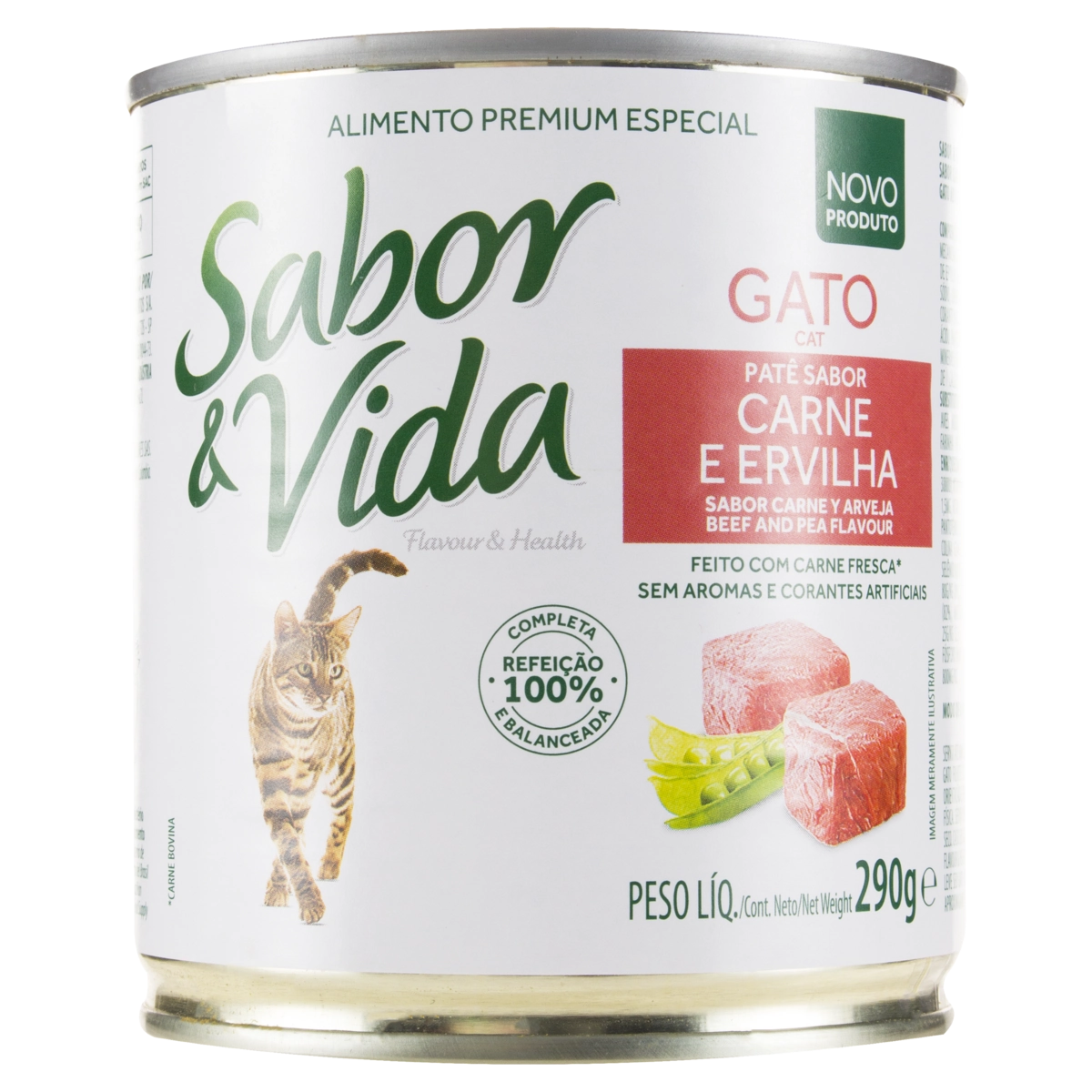 Patê Para Gatos Adultos E Filhotes Carne E Ervilha Sabor Vida Lata 290g
