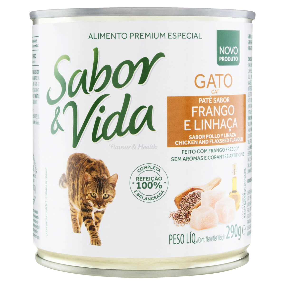 Patê Para Gatos Adultos E Filhotes Frango E Linhaça Sabor Vida Lata 290g