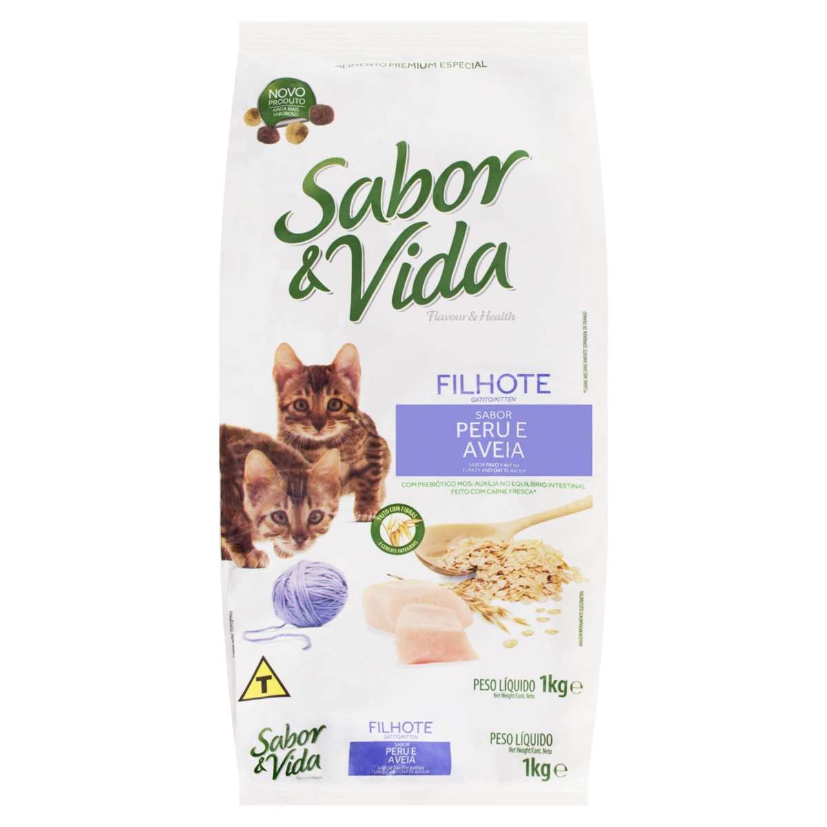 Alimento Para Gatos Filhotes Peru E Aveia Sabor Vida Pacote 1kg