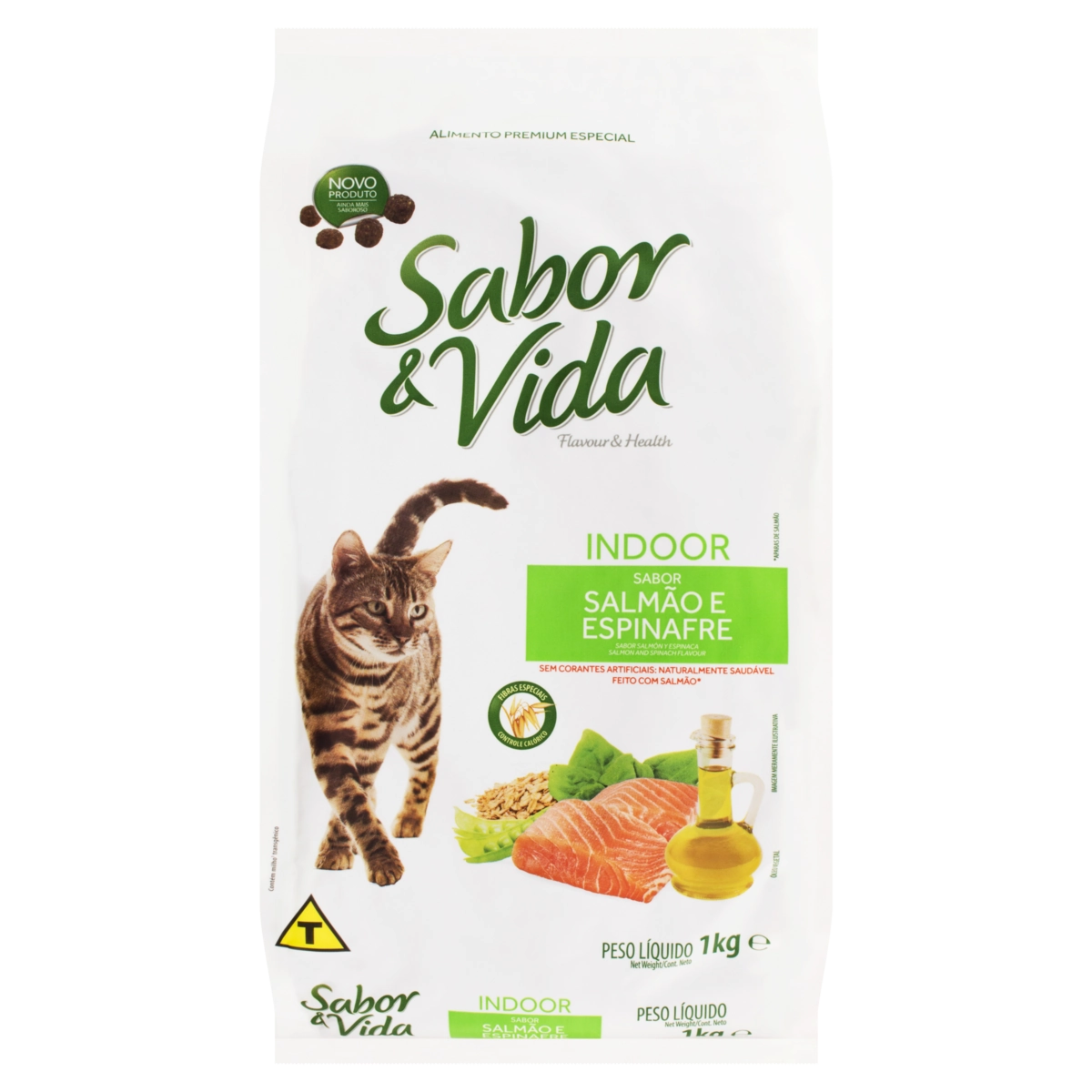 Alimento Para Gatos Adultos Salmão E Espinafre Sabor Vida Pacote 1kg