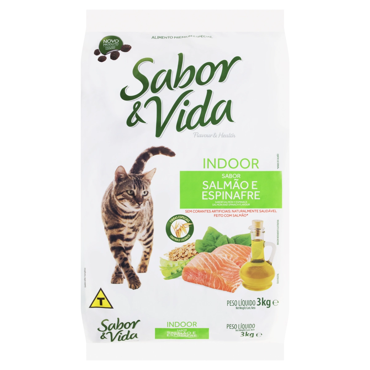 Alimento Para Gatos Adultos Salmão E Espinafre Sabor Vida Pacote 3kg