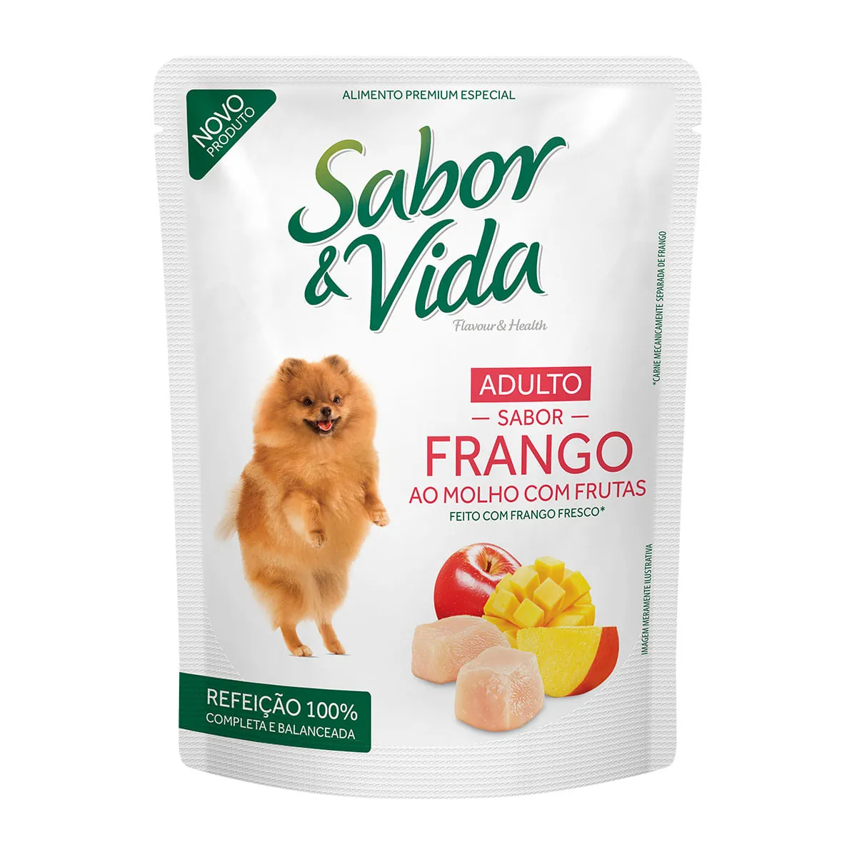 Alimento Para Cães Adultos Frango Ao Molho Com Frutas Sabor Vida Sachê 100g