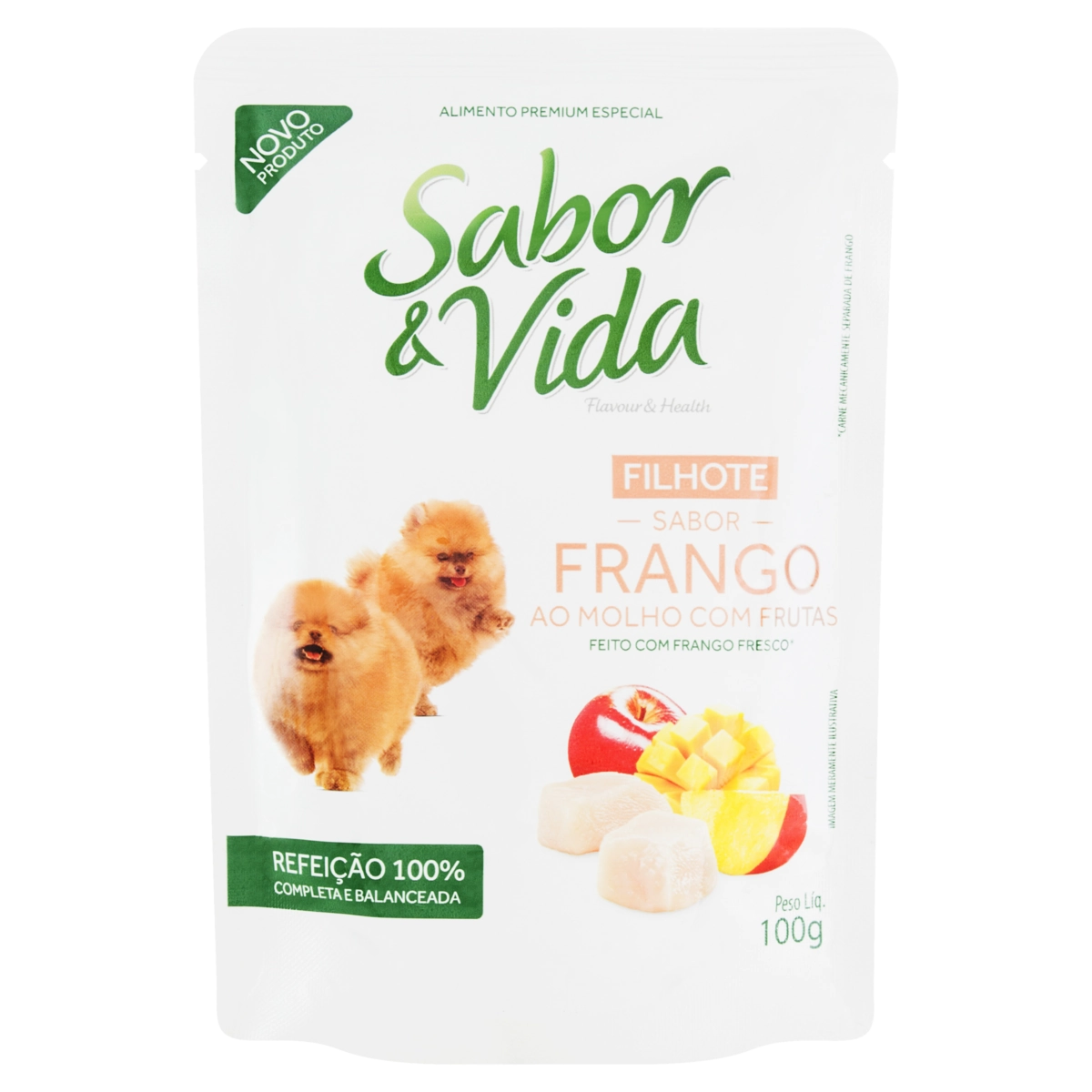 Alimento Para Cães Filhotes Frango Ao Molho Com Frutas Sabor Vida Sachê 100g
