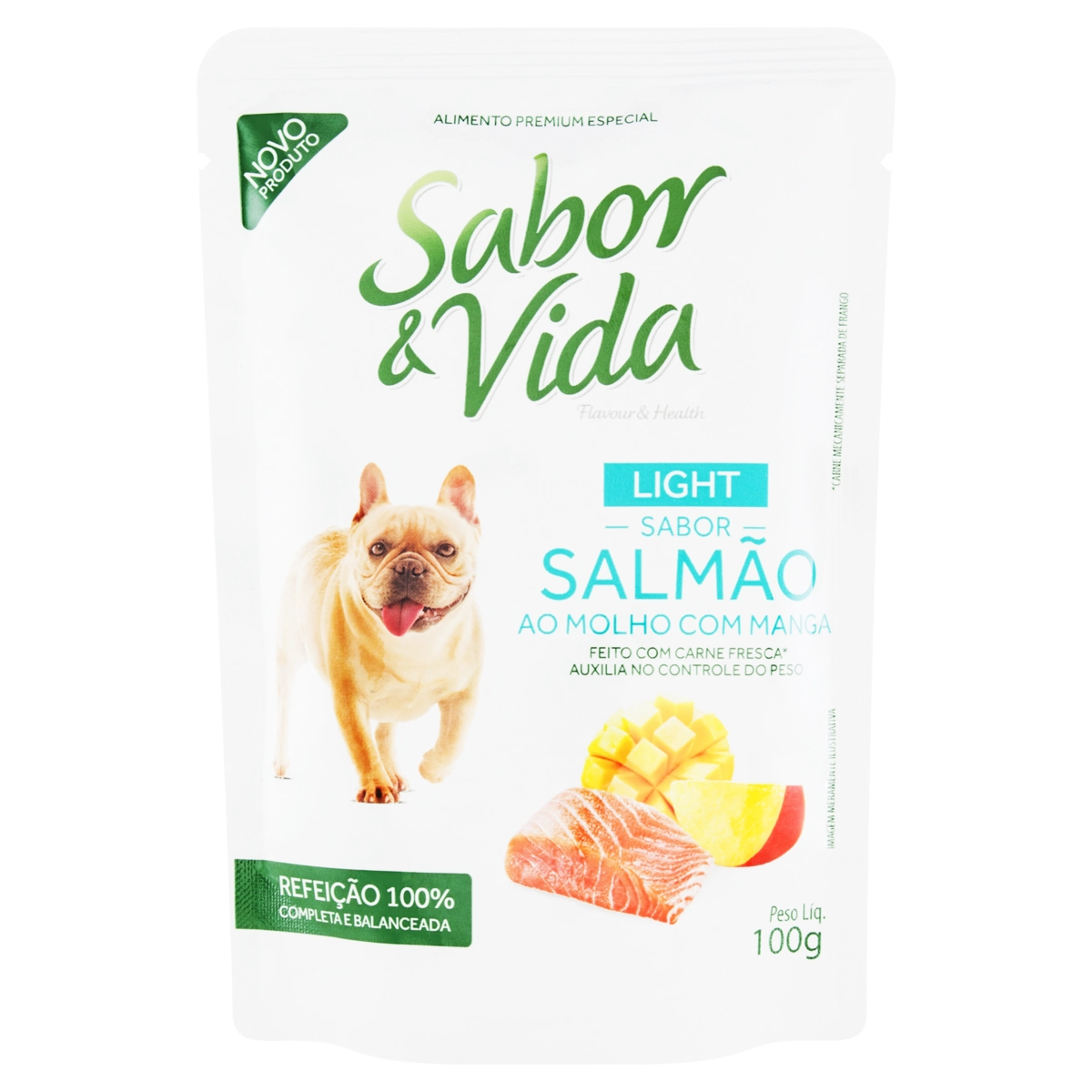 Alimento Para Cães Adultos Salmão Ao Molho Com Manga Light Sabor Vida Sachê 100g