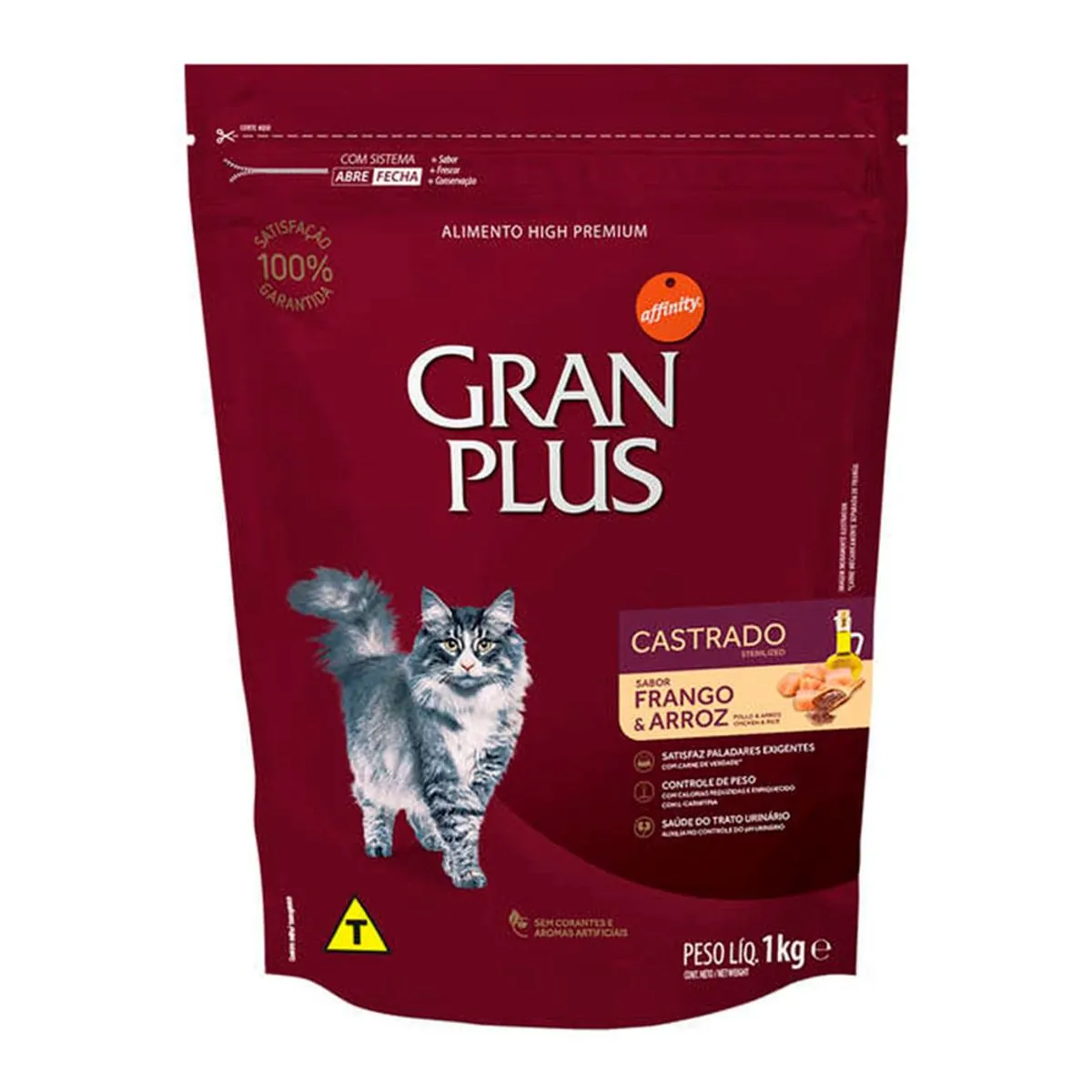 Ração Gran Plus Gatos Castrados Frango e Arroz 1kg
