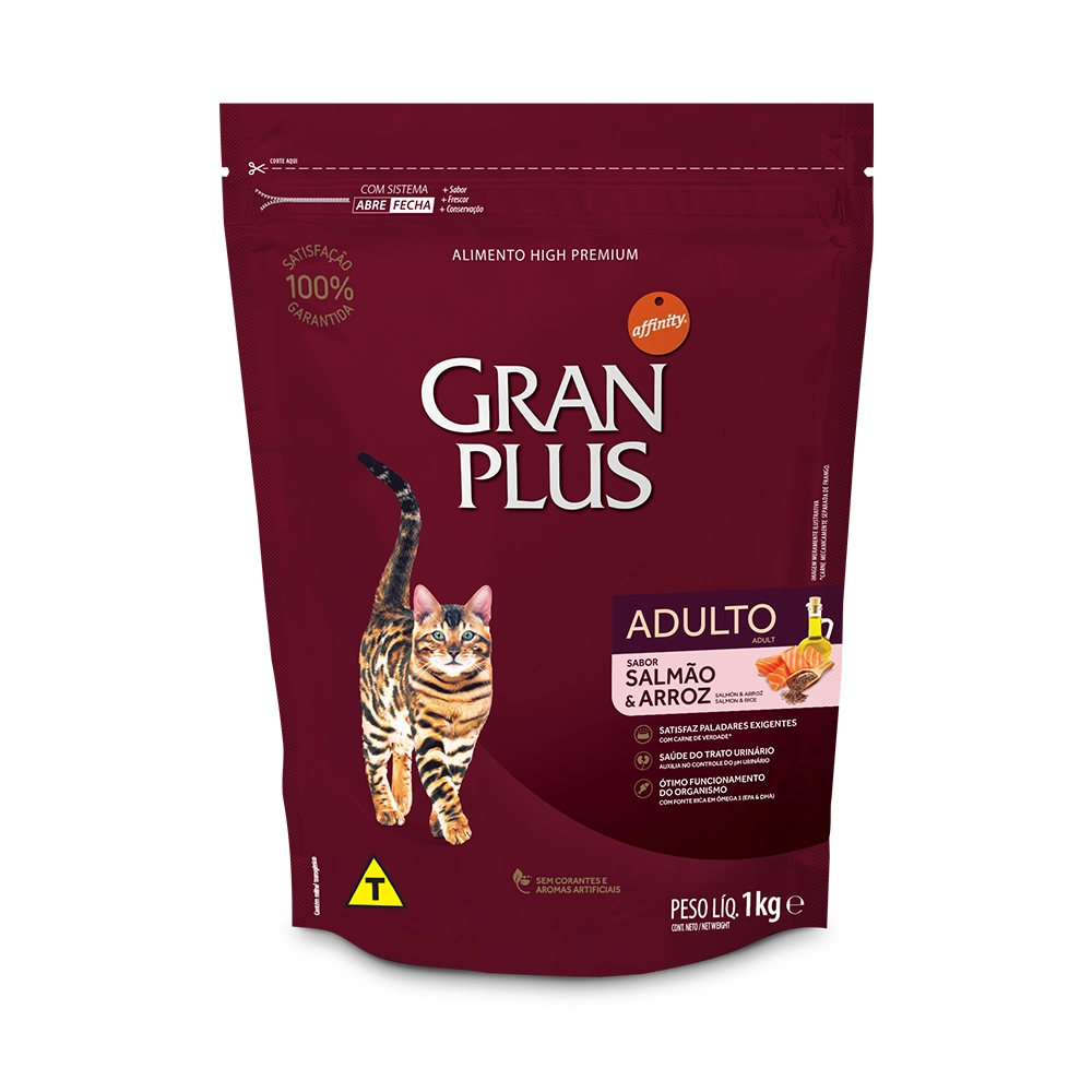 Ração Gran Plus Gatos Adultos Salmão e Arroz 1kg