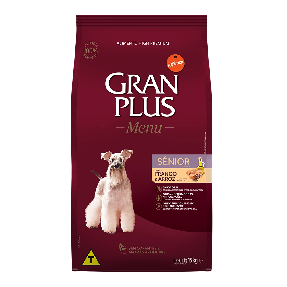 Ração Gran Plus Menu Cães Sênior Frango e Arroz 15kg
