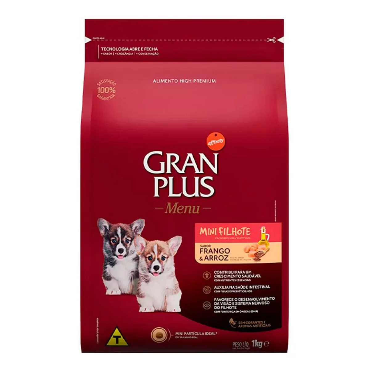 Ração Gran Plus Cães Filhotes Miniaturas e Pequenos Frango e Arroz (1 kg) - Affinity Guabi