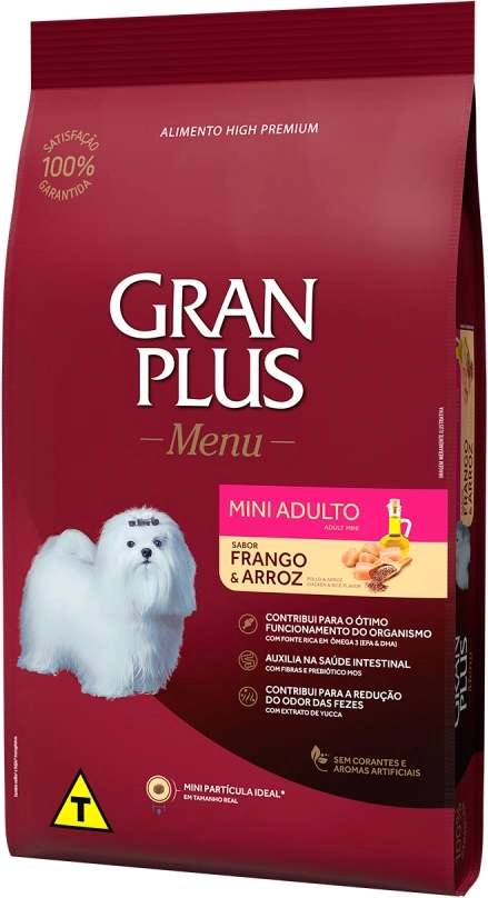 Ração Gran Plus Menu Cães Adultos Mini Frango e Arroz 3kg