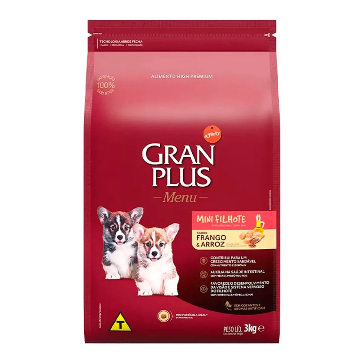 Ração Gran Plus Menu Cães Filhotes Mini Frango e Arroz 3kg