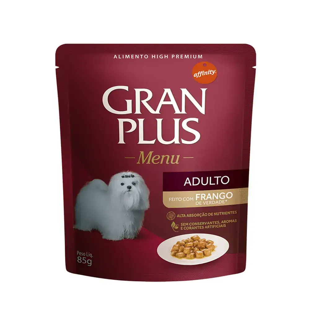 Ração úmida Granplus Menu Para Cães Adultos Sachê Sabor Frango