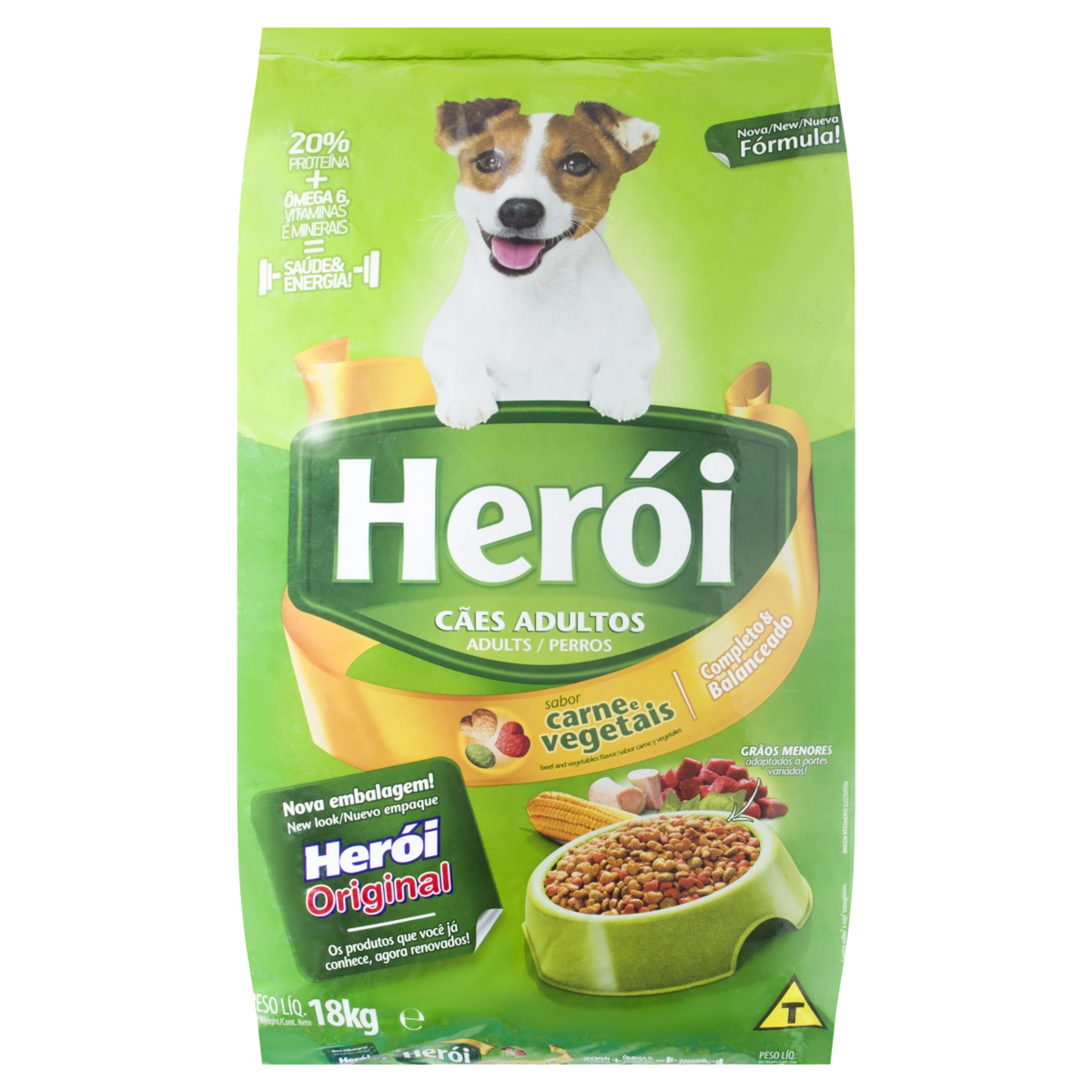 Alimento Para Cães Adultos Carne E Vegetais Herói Pacote 18kg