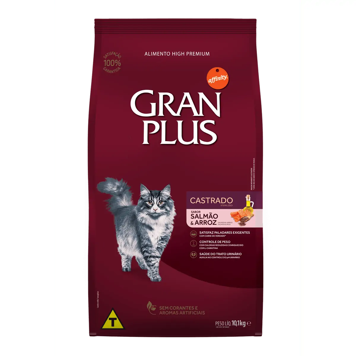 Racao Affinity Petcare Gran Plus Salmao E Arroz Para Gatos Castrados Adultos 101 Kg