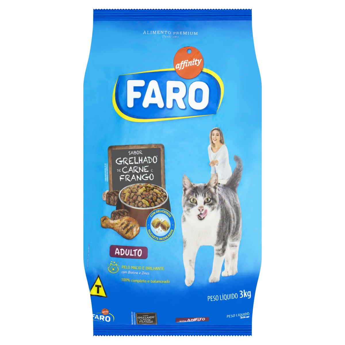 Alimento Para Gatos Adultos Grelhado De Carne E Frango Affinity Faro Pacote 3kg