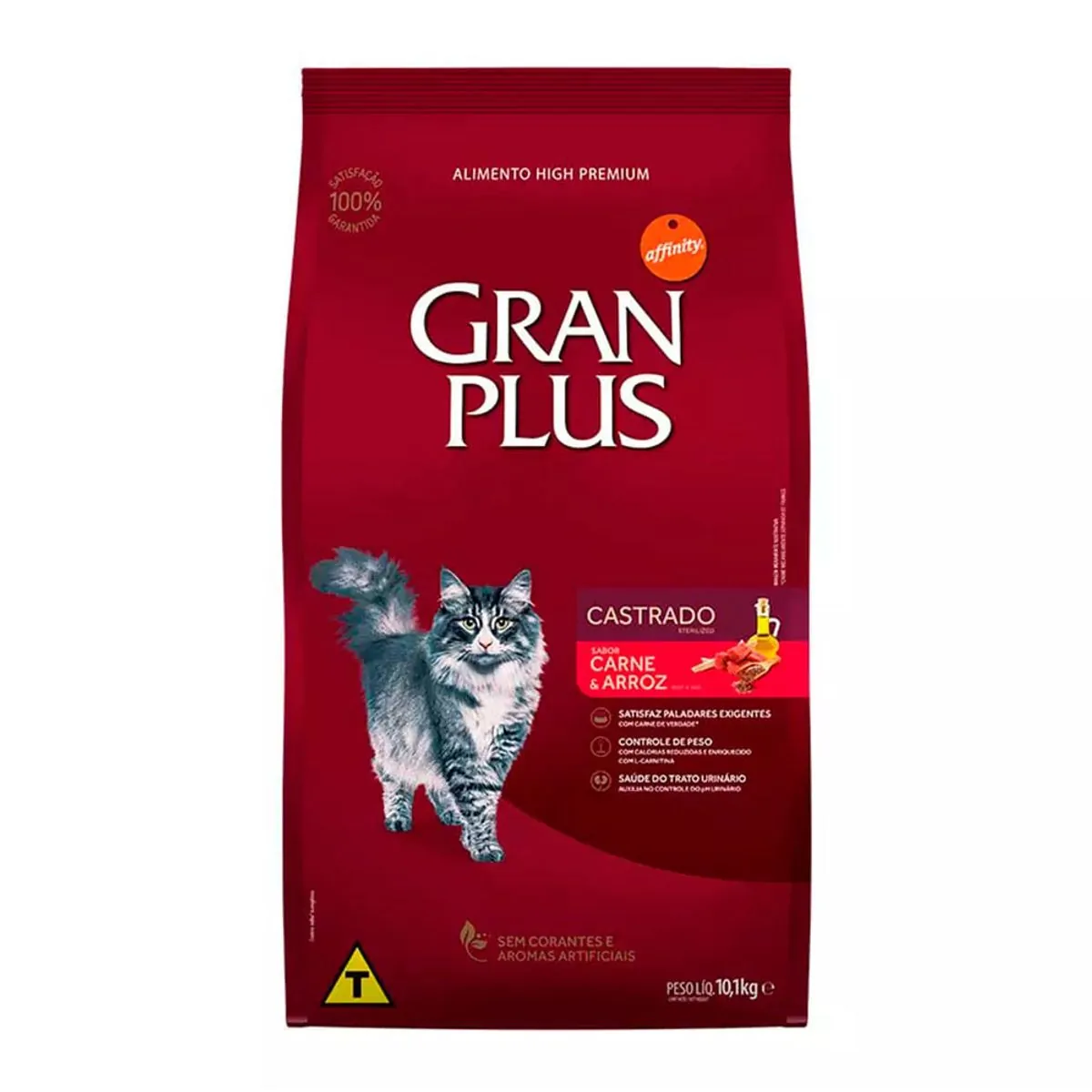 Ração Gran Plus Gatos Castrados Carne e Arroz 10,1kg