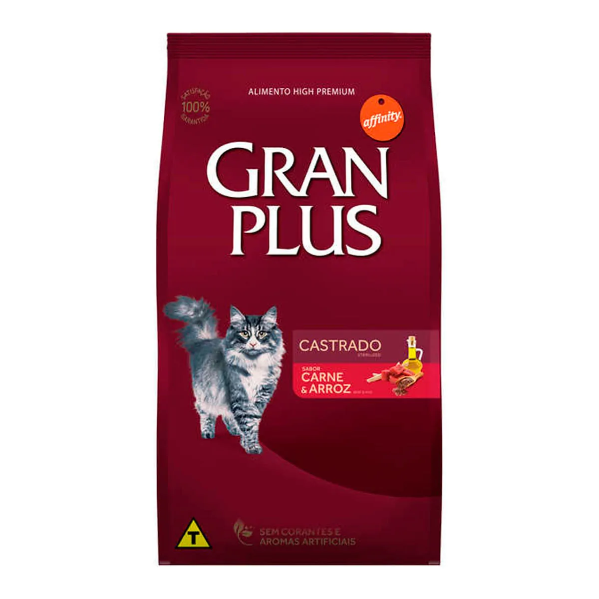 Ração Gran Plus Gatos Castrados Carne e Arroz 3kg