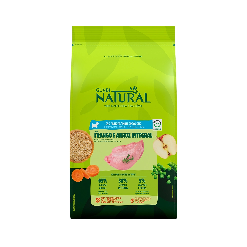 Ração Guabi Natural Cães Filhote Raça Mini e Pequena Frango e Arroz Integral 10,1kg