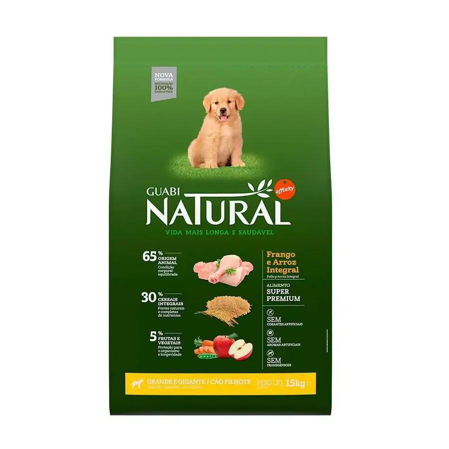 Ração Guabi Natural Para Cães Filhotes De Raças Grandes Sabor Frango Arroz Integral